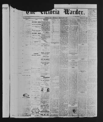 Victoria Warder (Lindsay, ONT), 8 Feb 1877