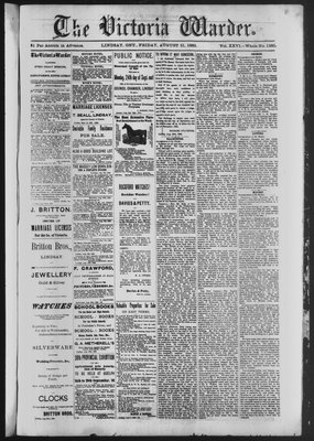 Victoria Warder (Lindsay, ONT), 31 Aug 1883