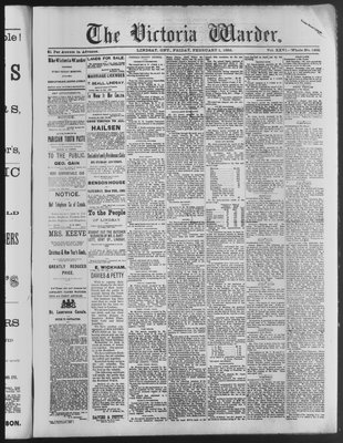 Victoria Warder (Lindsay, ONT), 1 Feb 1884