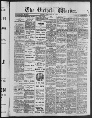 Victoria Warder (Lindsay, ONT), 18 Apr 1884