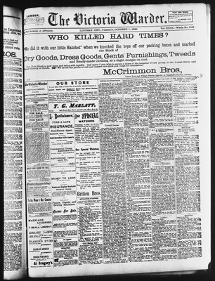 Victoria Warder (Lindsay, ONT), 1 Oct 1886