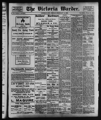 Victoria Warder (Lindsay, ONT), 24 Feb 1888