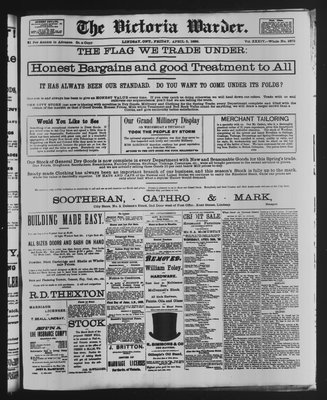 Victoria Warder (Lindsay, ONT), 5 Apr 1889