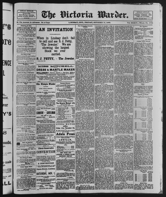 Victoria Warder (Lindsay, ONT), 31 Oct 1890