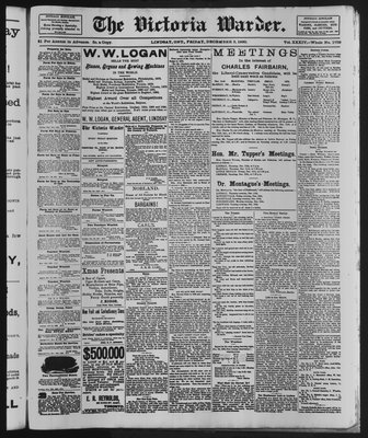 Victoria Warder (Lindsay, ONT), 5 Dec 1890