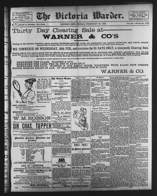 Victoria Warder (Lindsay, ONT), 28 Feb 1896