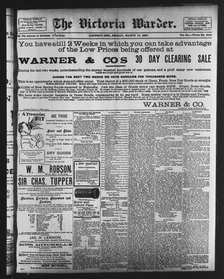 Victoria Warder (Lindsay, ONT), 13 Mar 1896