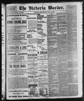 Victoria Warder (Lindsay, ONT), 22 Jul 1898