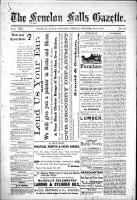 Fenelon Falls Gazette, 16 Oct 1891