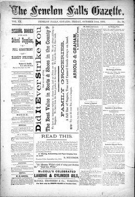 Fenelon Falls Gazette, 14 Oct 1892