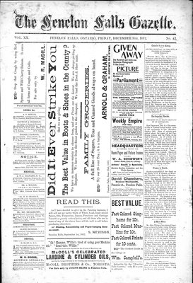 Fenelon Falls Gazette, 9 Dec 1892