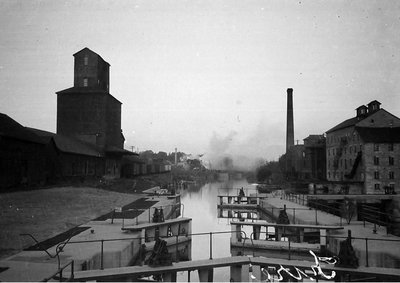 Lindsay Locks and Flavelle's Cold Storage Building Fire in the Background