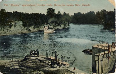 The &quot;Manita&quot; approaching Fenelon Falls, Kawartha Lakes, Ont., Canada