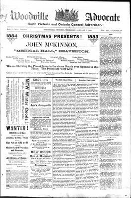 Woodville Advocate (1878), 1 Jan 1884