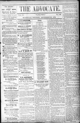 Woodville Advocate (1878), 25 Sep 1879