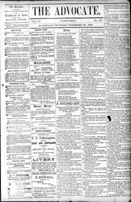 Woodville Advocate (1878), 20 Nov 1879