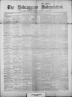 Bobcaygeon Independent (1870), 12 Nov 1870