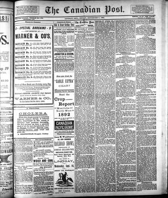 Canadian Post (Lindsay, ONT), 9 Sep 1892