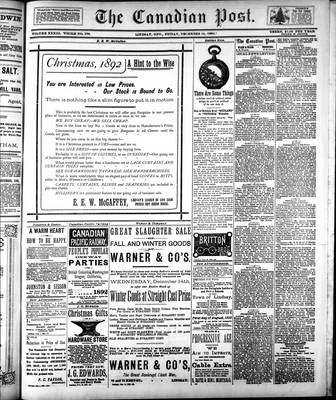 Canadian Post (Lindsay, ONT), 16 Dec 1892