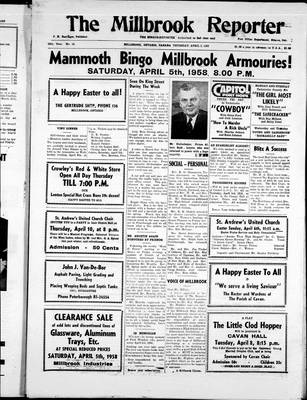 Millbrook Reporter (1856), 3 Apr 1958