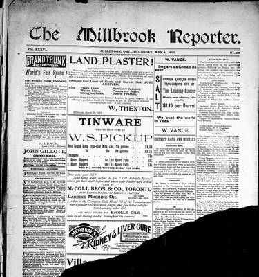 Millbrook Reporter (1856), 4 May 1893