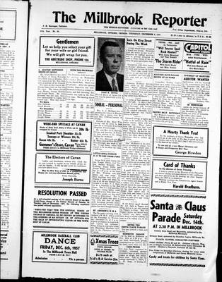 Millbrook Reporter (1856), 5 Dec 1957