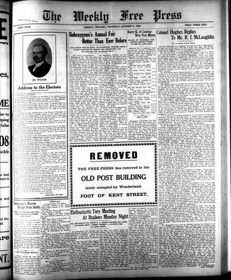 Lindsay Weekly Free Press (1908), 8 Oct 1908