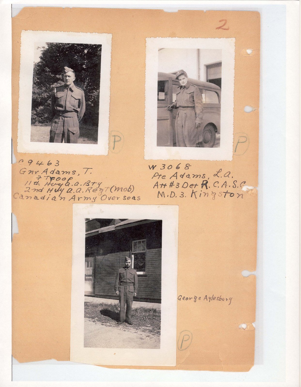 Page 3: Gunner and Private Adams and George Aylesbury