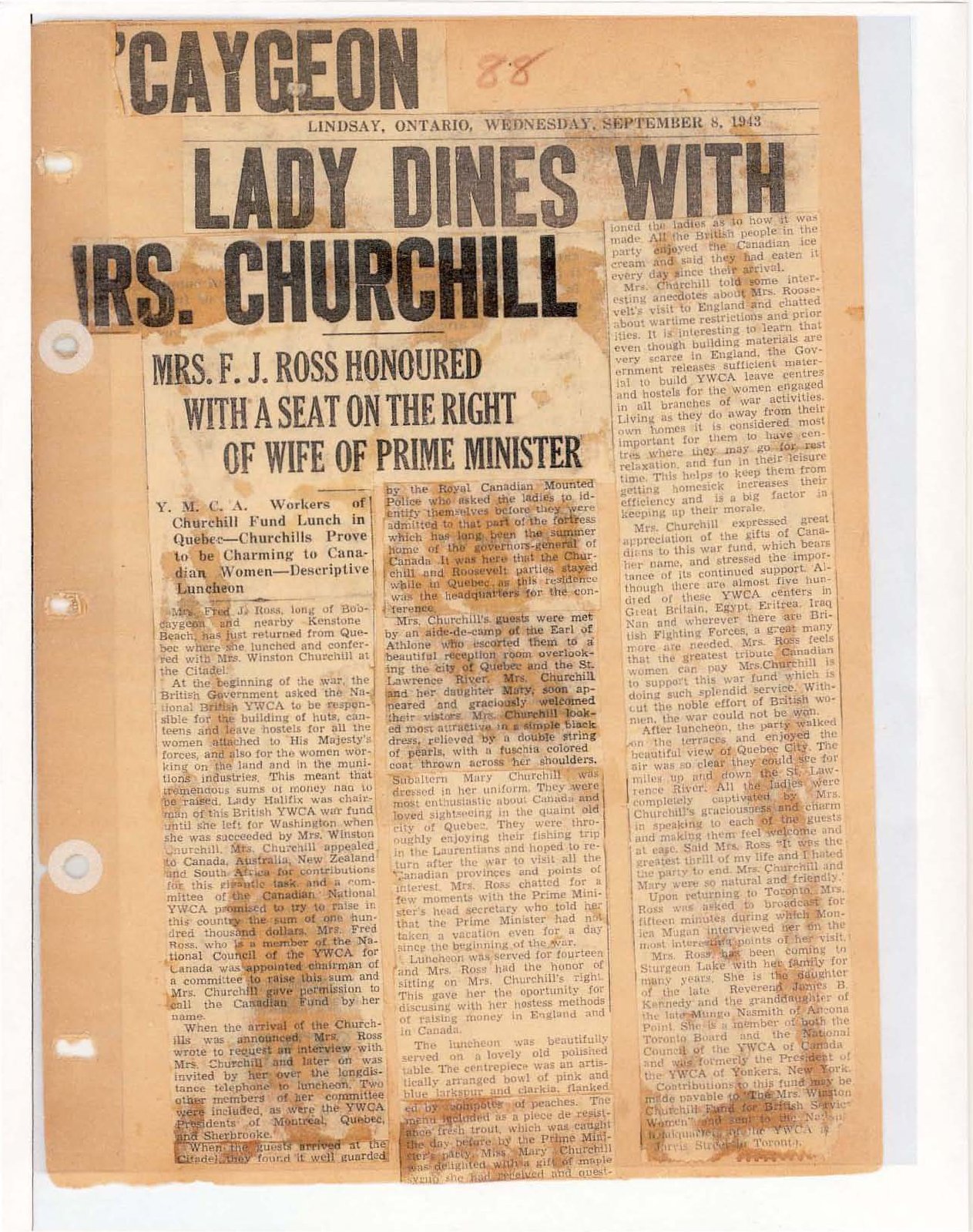 Page 77: 'Caygeon Lady Dines With Mrs. Churchill