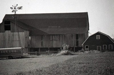 Barn, windmill; Unknown Location