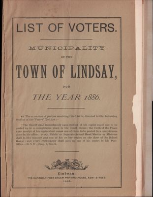 Lindsay Voters List 1886