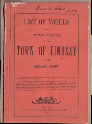 Lindsay Voters List 1887