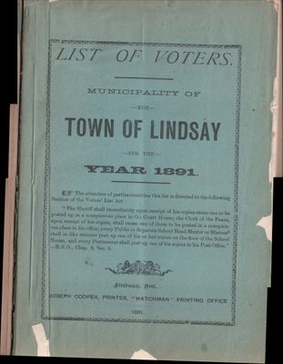 Lindsay Voters List 1891