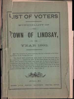 Lindsay Voters List 1893