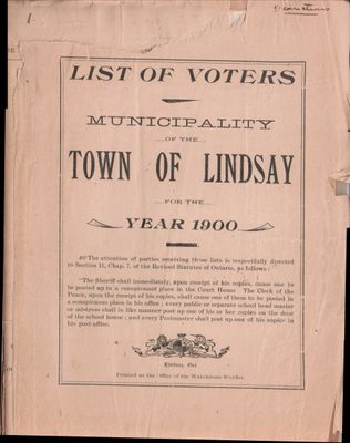 Lindsay Voters List 1900