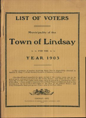 Lindsay Voters List 1903