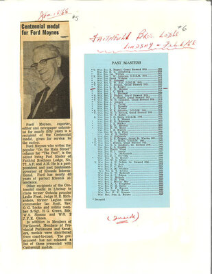 "On the Main Street" - newsletter of Free Masons, 6 February 1968