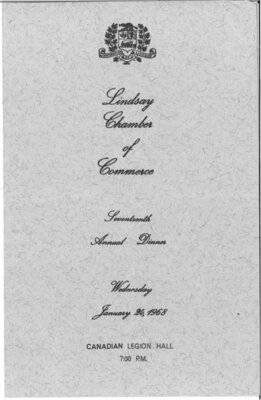 On the Main Street - 24 January 1968 - Lindsay Chamber of Commerce menu programme