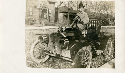 Charlie Williams in early automobile