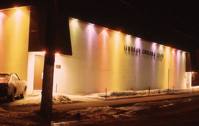 Lindsay Curling Rink at night, Peel Street, Lindsay