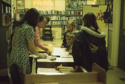 Interior of Carnegie library, children's department in basement, 1973