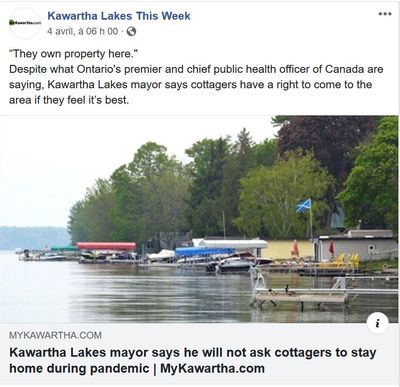 April 4: Mayor says he will not ask cottagers to stay home during pandemic