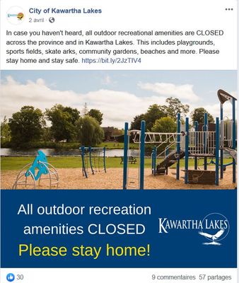 April 2: All outdoor City amenities closed