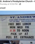St. Andrew's Presbyterian Church, Lindsay, offers free lunch
