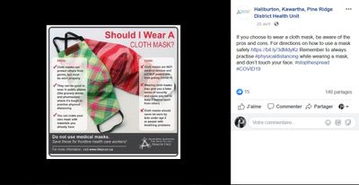 April 20: Local health unit shares pros and cons of using cloth face masks