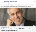 March 21: New legal columnist warns about COVID-19 scams already popping up