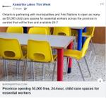 March 23: Province opening 50,000 free, 24-hour, child care spaces for essential workers