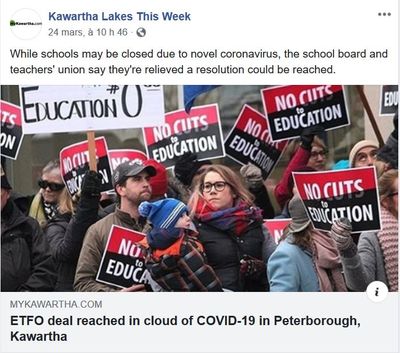 March 24: ETFO deal reached in cloud of COVID-19 in Peterborough, Kawartha Lakes