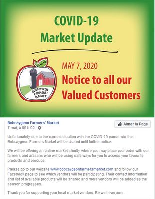 May 7: Bobcaygeon Farmers' Market remains closed