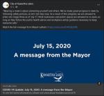 July 15: Message from the Mayor